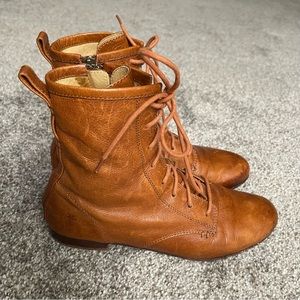 Frye Jillian Lace Up Brown Bootie Leather Ankle Boots Sz 8